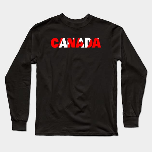 Canada Flag Text Logo Long Sleeve T-Shirt by ElevenGraphics